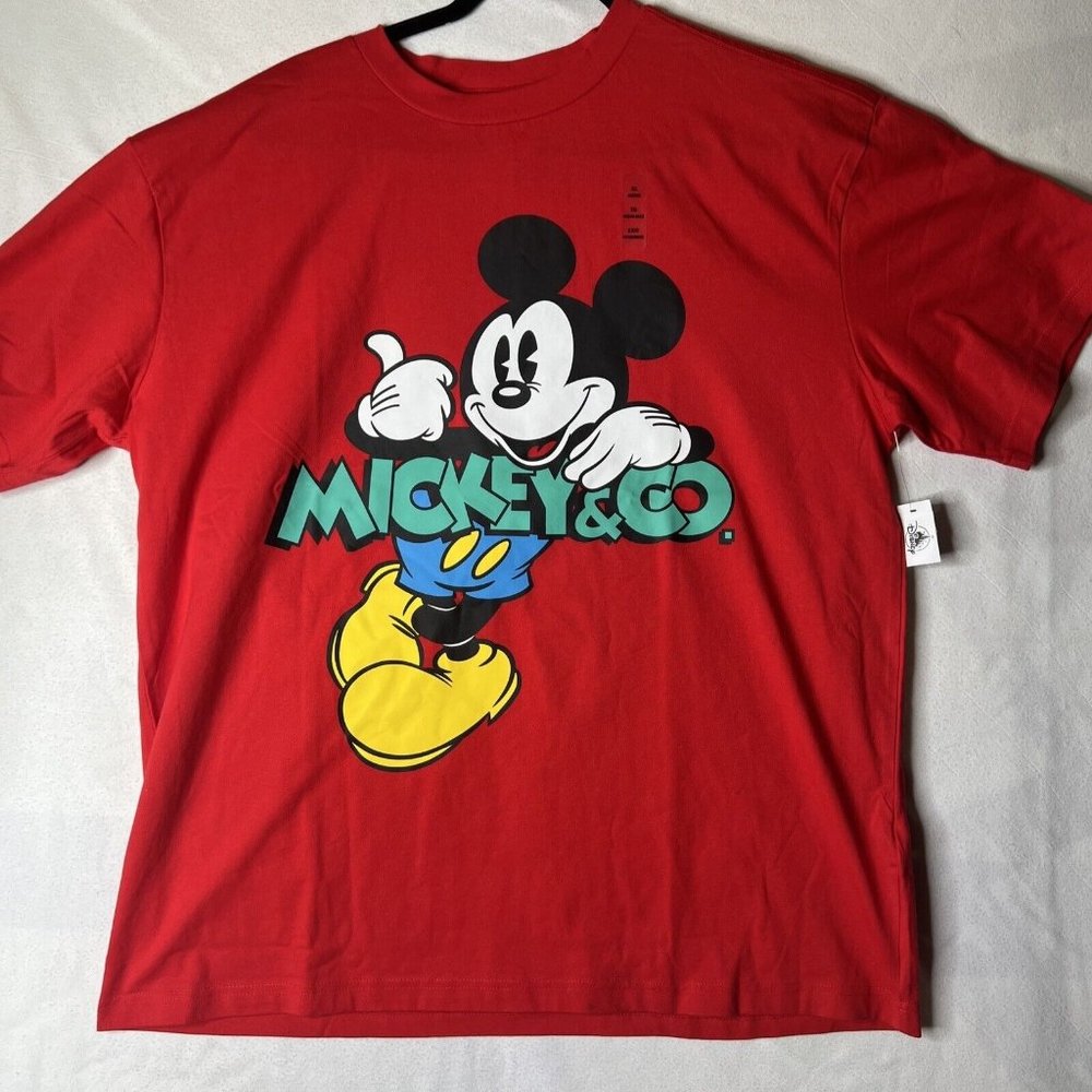 NEW Disney Shirt Adult XL Red Mickey Mouse & Co. Parks Mens Blue Black